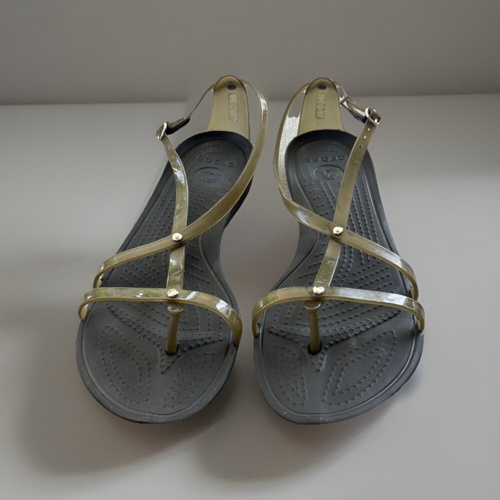 Crocs Women's Isabella Gladiator Jelly Sandals Size 7 Olive Green Black